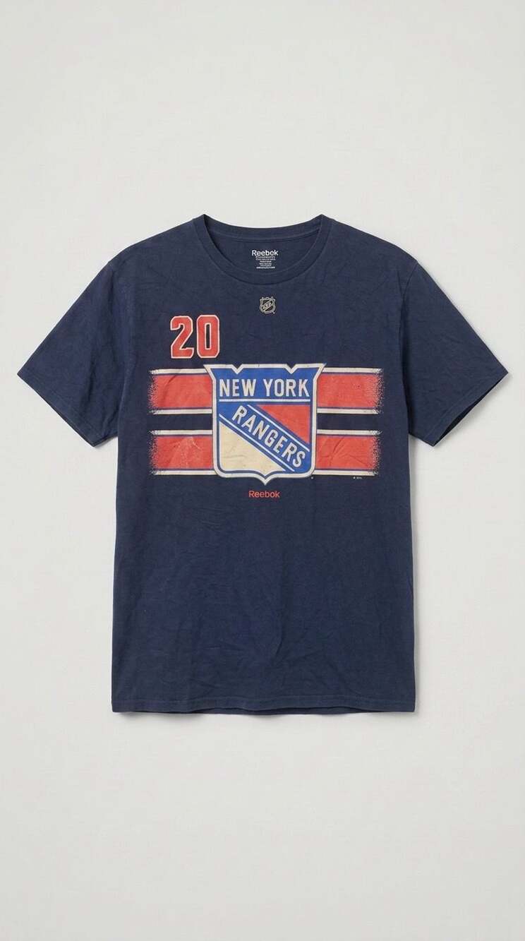 Vintage Reebok NHL New York Rangers #20 Kreider Blue T-Shirt size L